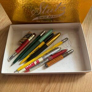 Pen & Pencil Writing Utensil Lot, Assortment of Various Conditions, Ads, Vintage